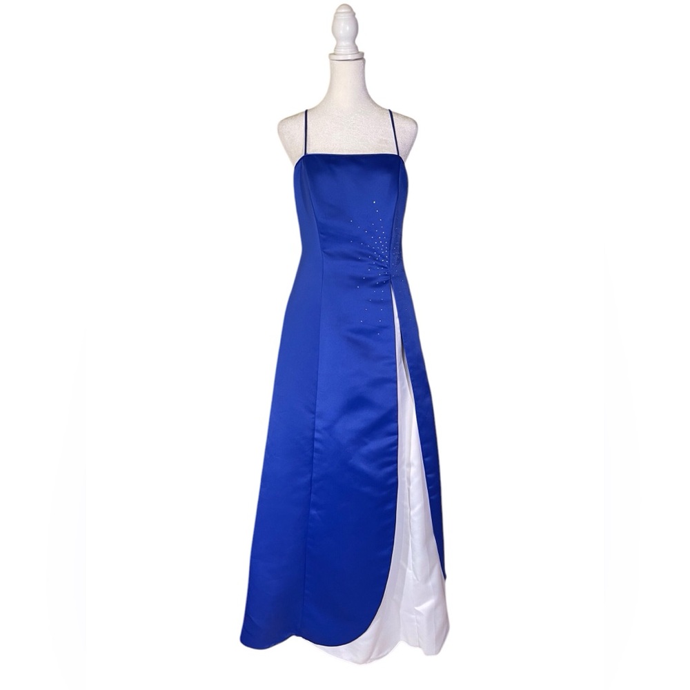 Celavie Collection formal ball gown blue and white rhinestones size small